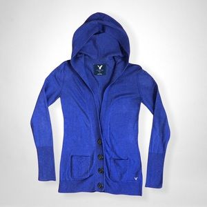 AEO Purple Hooded Soft-spun Knit Cardigan Small
